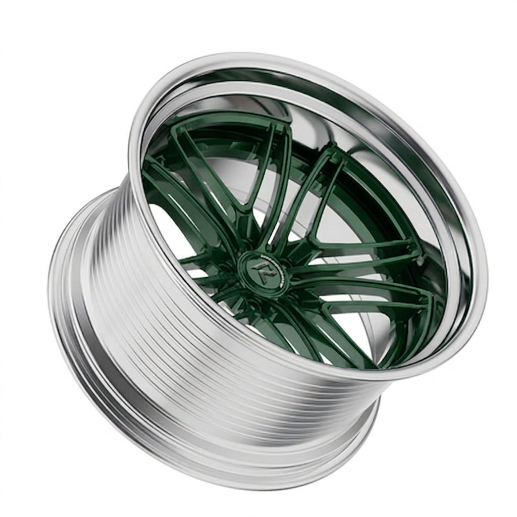 RZR LXVIII forged wheel — British Racing Green / Polished Lip