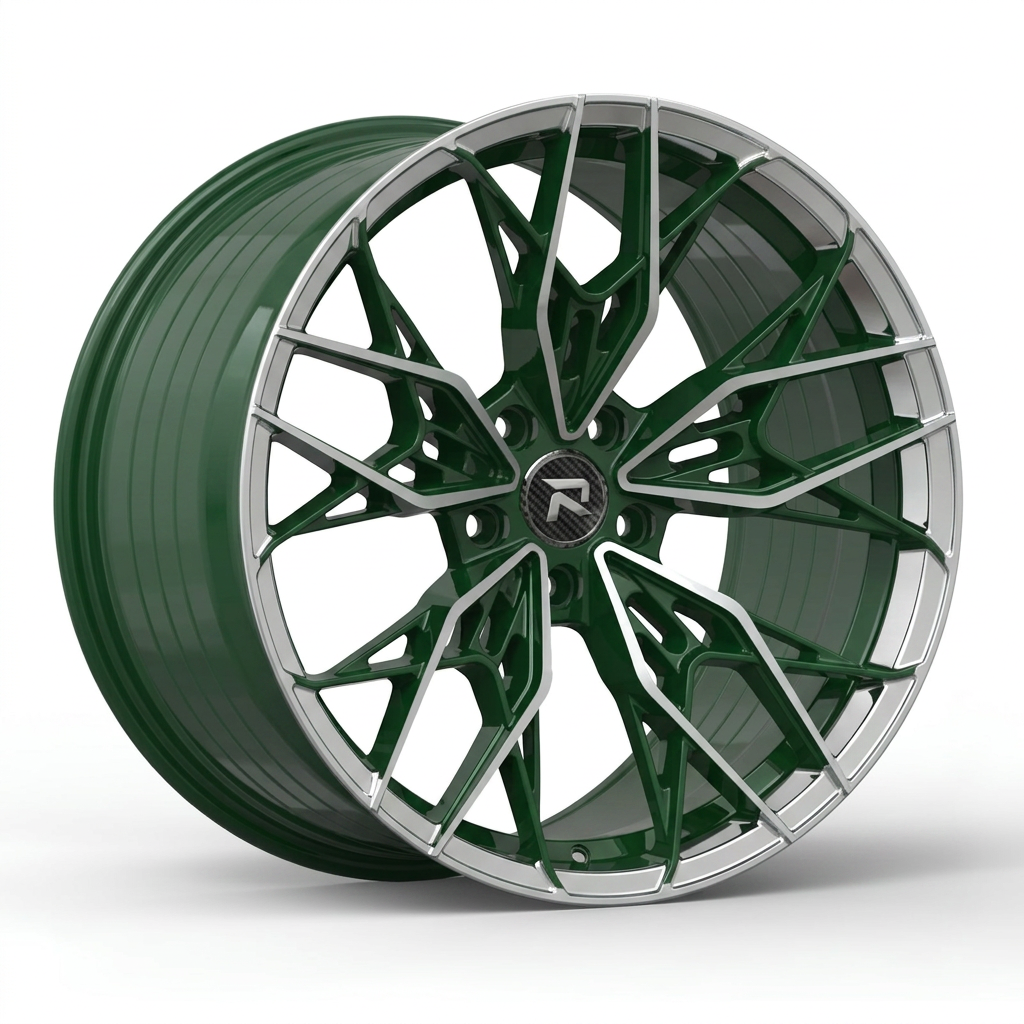 RZR CXXXVII forged wheel — British Racing Green / Polished Lip