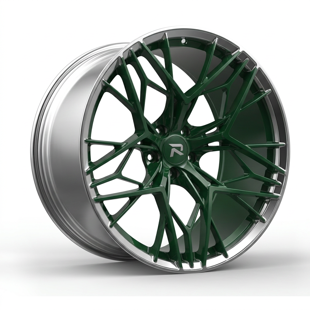 RZR CLXVIII forged wheel — British Racing Green / Polished Lip
