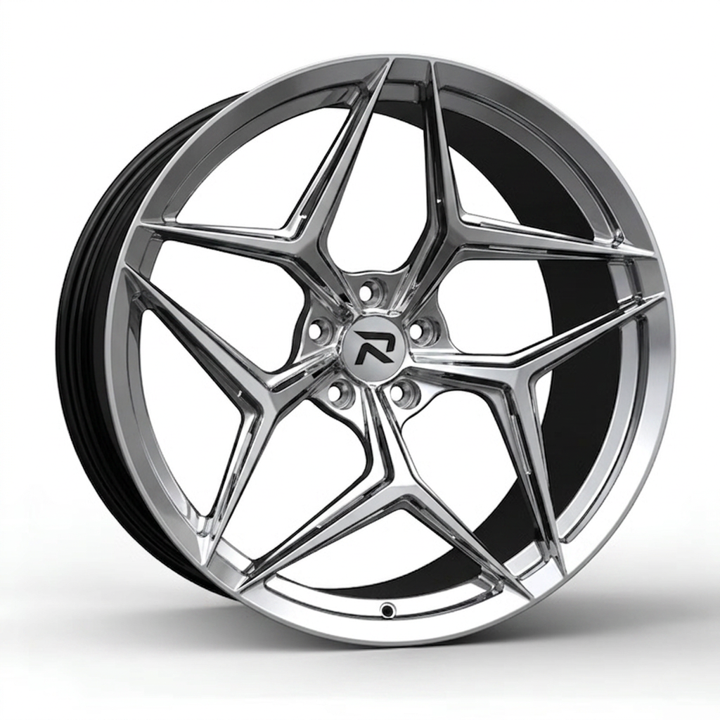 RZR CLXII forged wheel — Liquid Silver Chrome / Black Accents