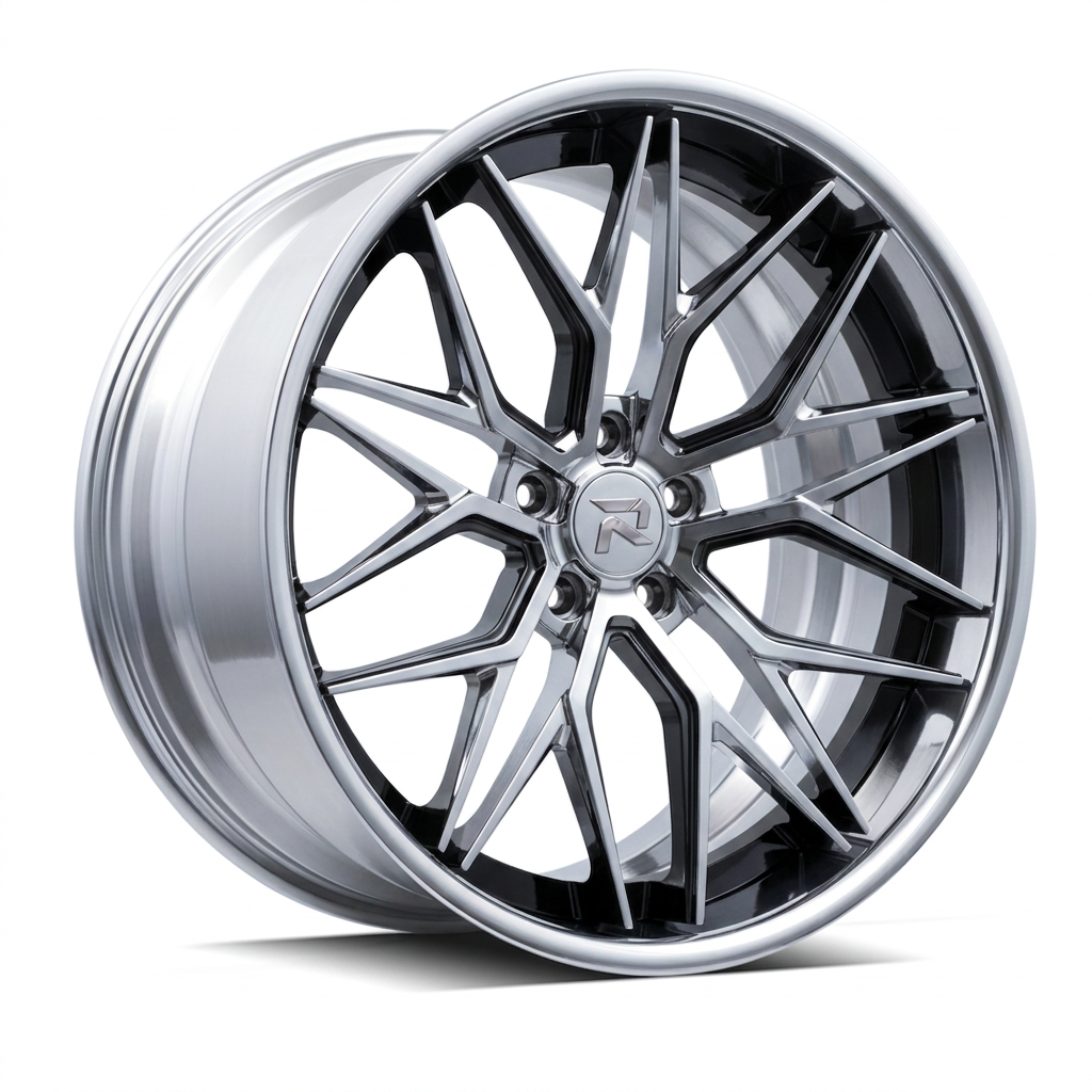 RZR XCV forged wheel — Liquid Silver Chrome / Black Accents