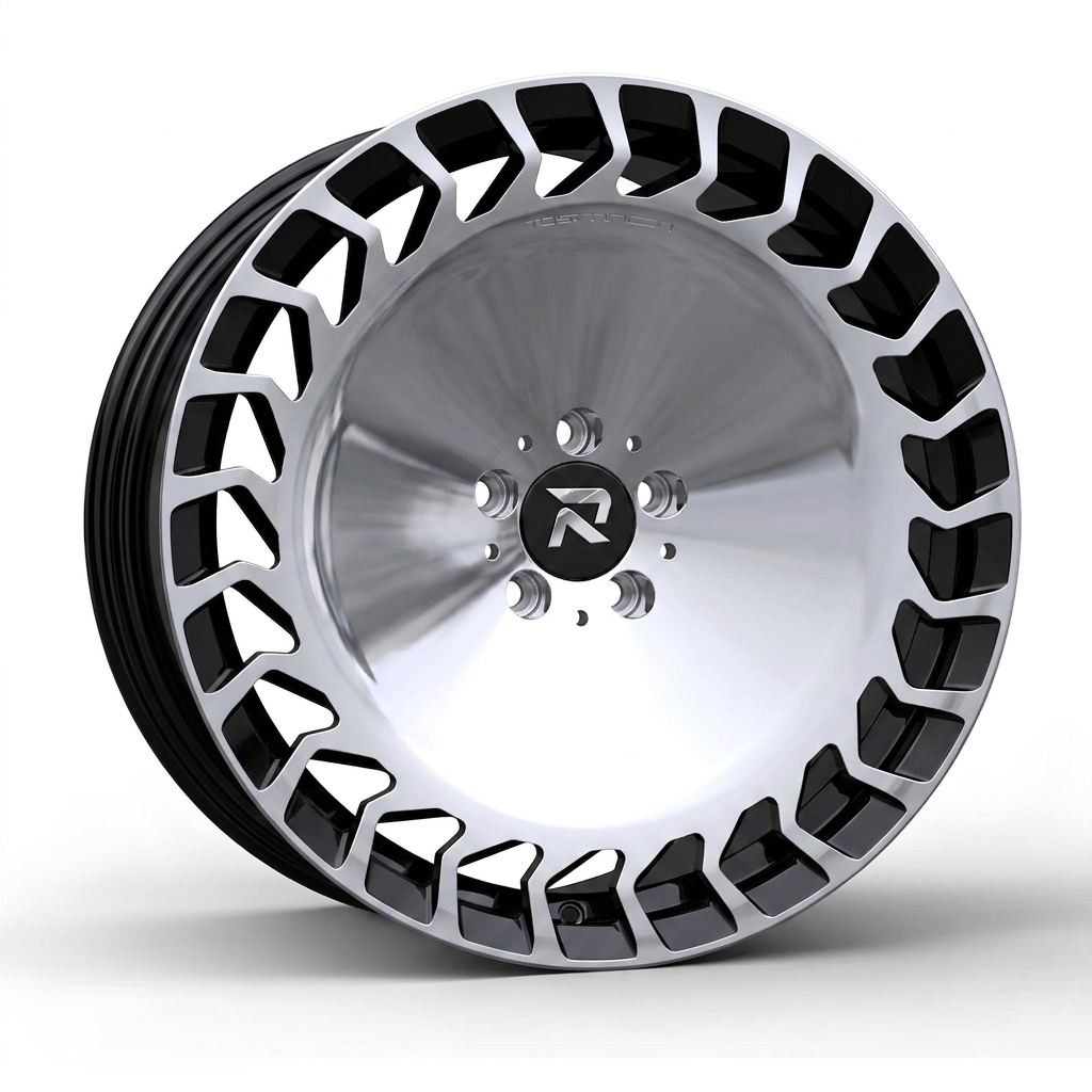 RZR CCIII forged wheel — Liquid Silver Chrome / Black Accents