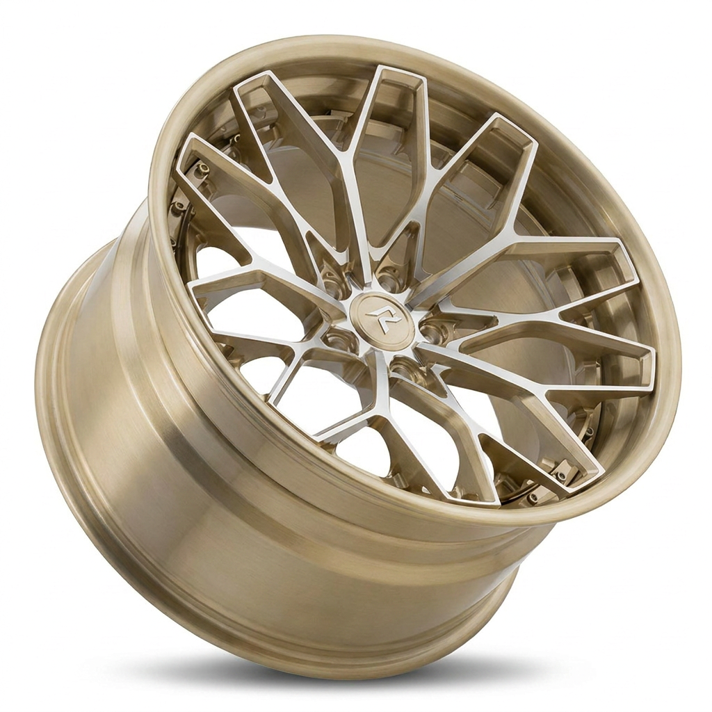 RZR VIII forged wheel — Brushed Champagne Gold / Machined Spoke Faces