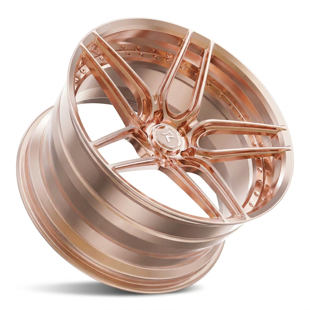 RZR IV forged wheel — Polished Rose Gold / Brushed Champagne Barrel