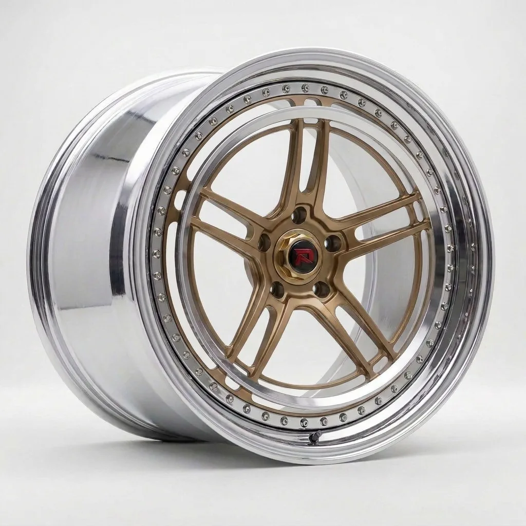 RZR LVII forged wheel — Brushed Bronze / Polished Lip
