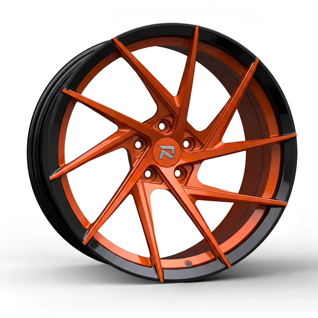 RZR CXI forged wheel — Candy Orange / Gloss Black Lip