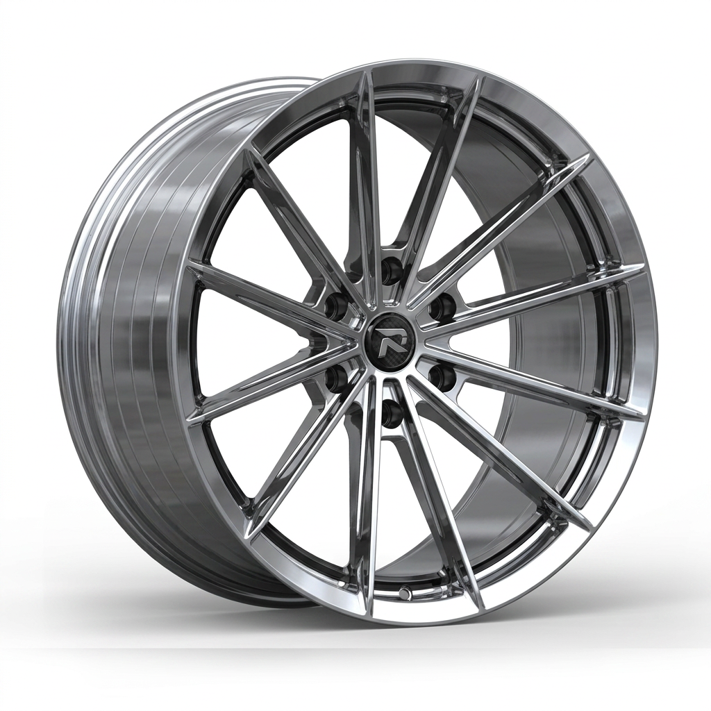 RZR CXX forged wheel — Liquid Silver Chrome / Black Accents