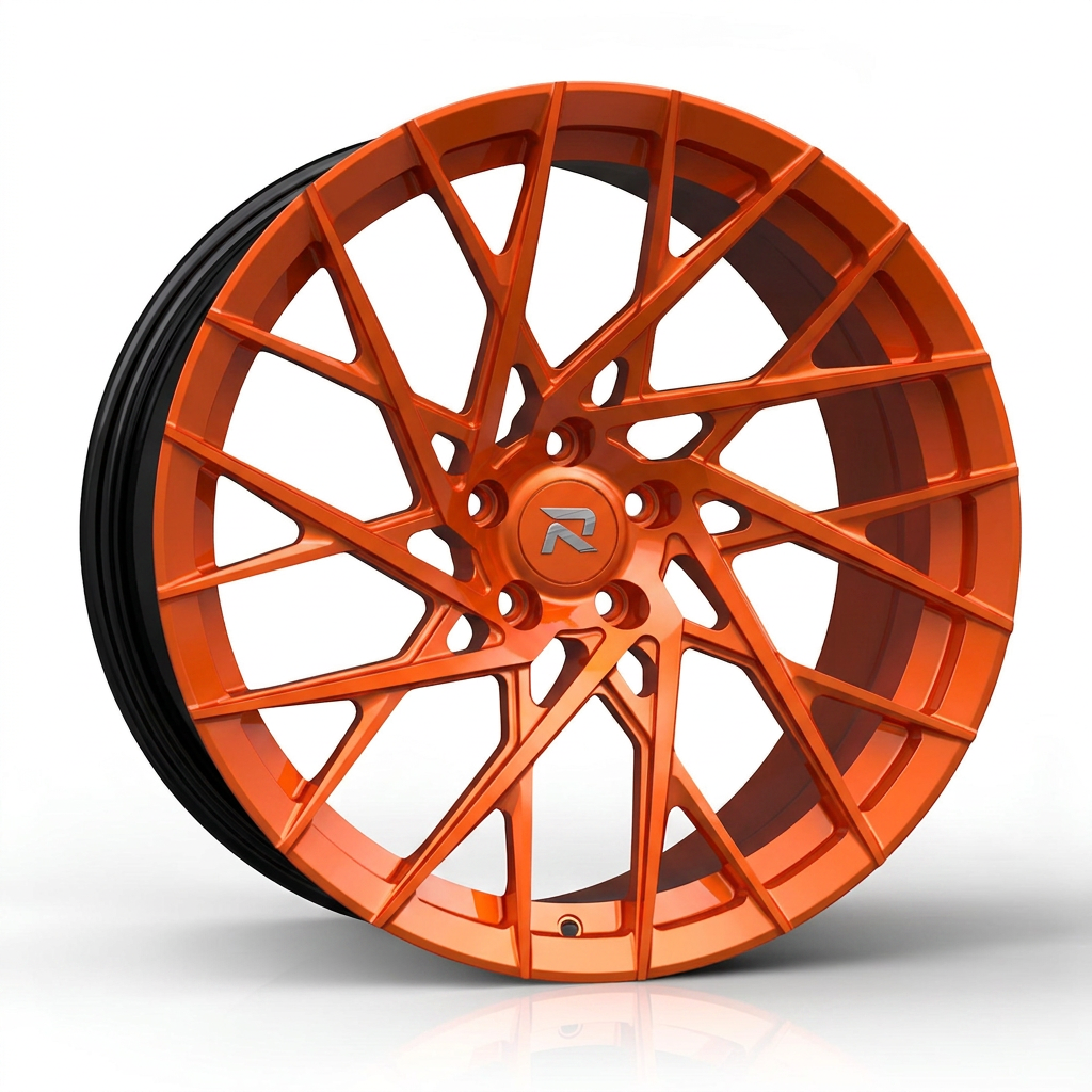 RZR CXV forged wheel — Candy Orange / Gloss Black Lip