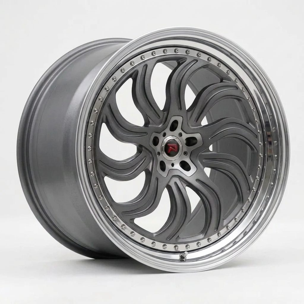 RZR XXXIII forged wheel — Frozen Grey Matte / Polished Lip