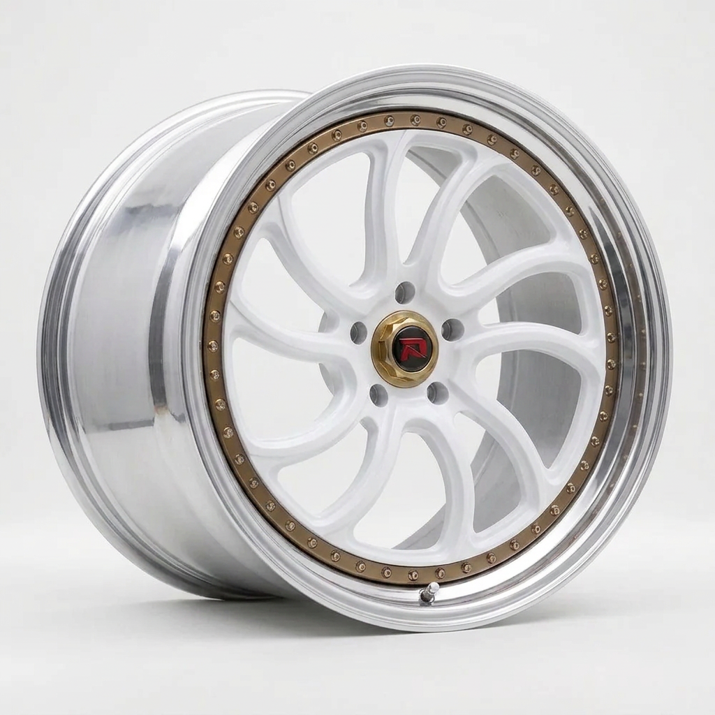 RZR XXXV forged wheel — Gloss White / Polished Lip