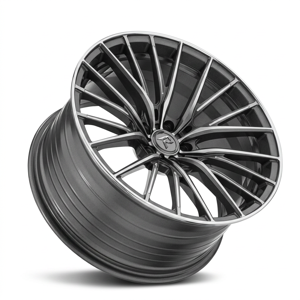 RZR LXXVI forged wheel — Graphite Machined / Polished Lip