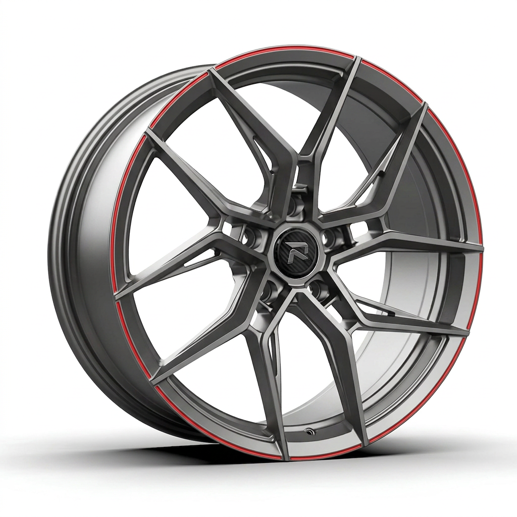 RZR CXXII forged wheel — Gunmetal / Red Pinstripe
