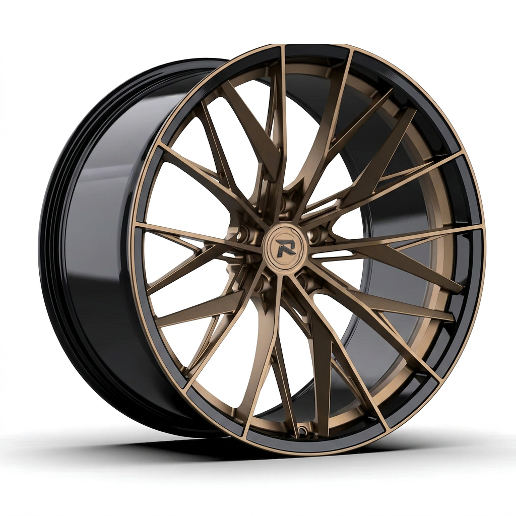 RZR CXXXVI forged wheel — Satin Bronze / Gloss Black Lip