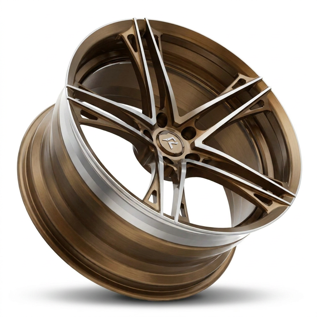 RZR V forged wheel — Brushed Bronze / Polished Outer Lip