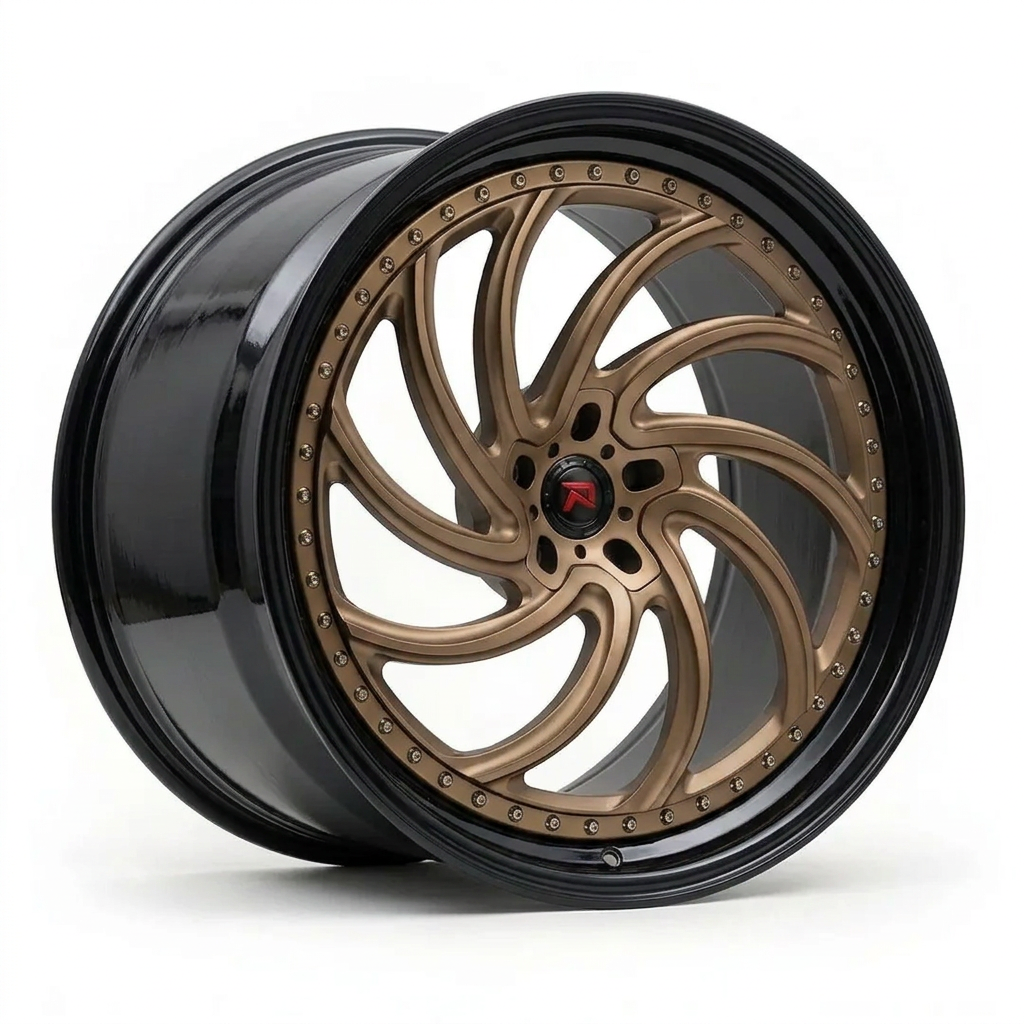 RZR XXIII forged wheel — Satin Bronze / Gloss Black Lip