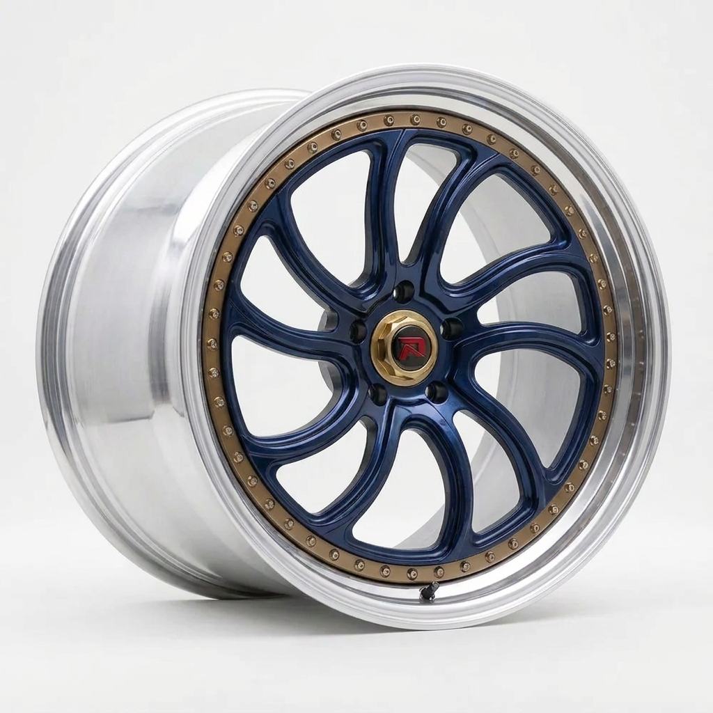 RZR XXXV forged wheel — Midnight Blue Pearl / Polished Lip