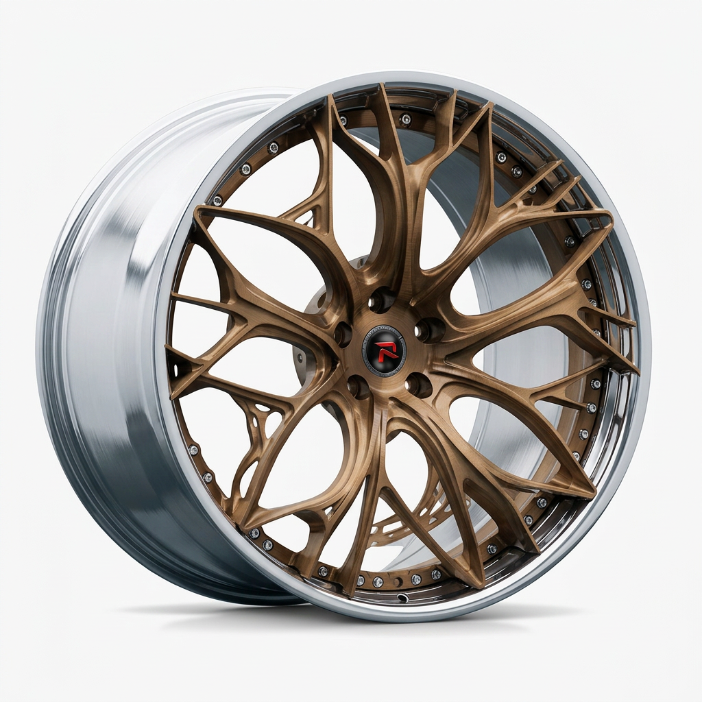 RZR XXI forged wheel — Brushed Bronze / Polished Lip