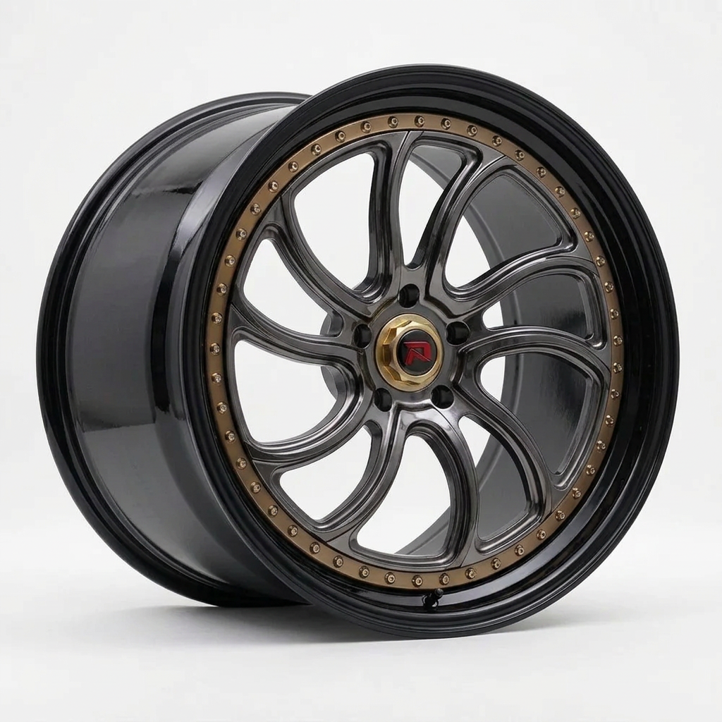 RZR XXXV forged wheel — Smoked Chrome / Gloss Black