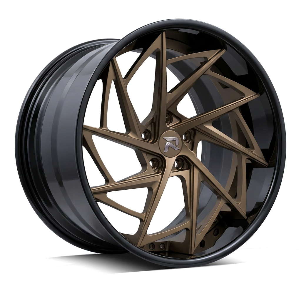 RZR XCVI forged wheel — Satin Bronze / Gloss Black Lip