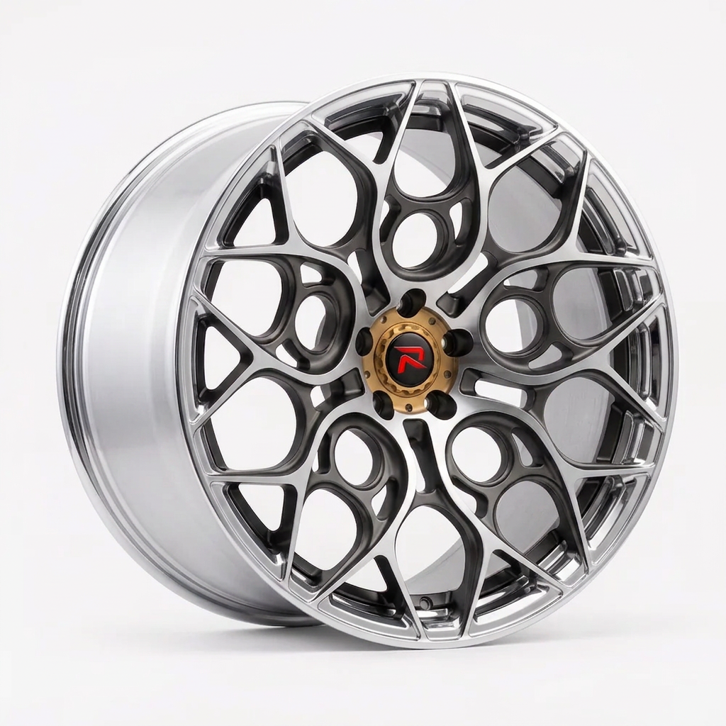 RZR XXXVI forged wheel — Graphite Machined / Polished Lip