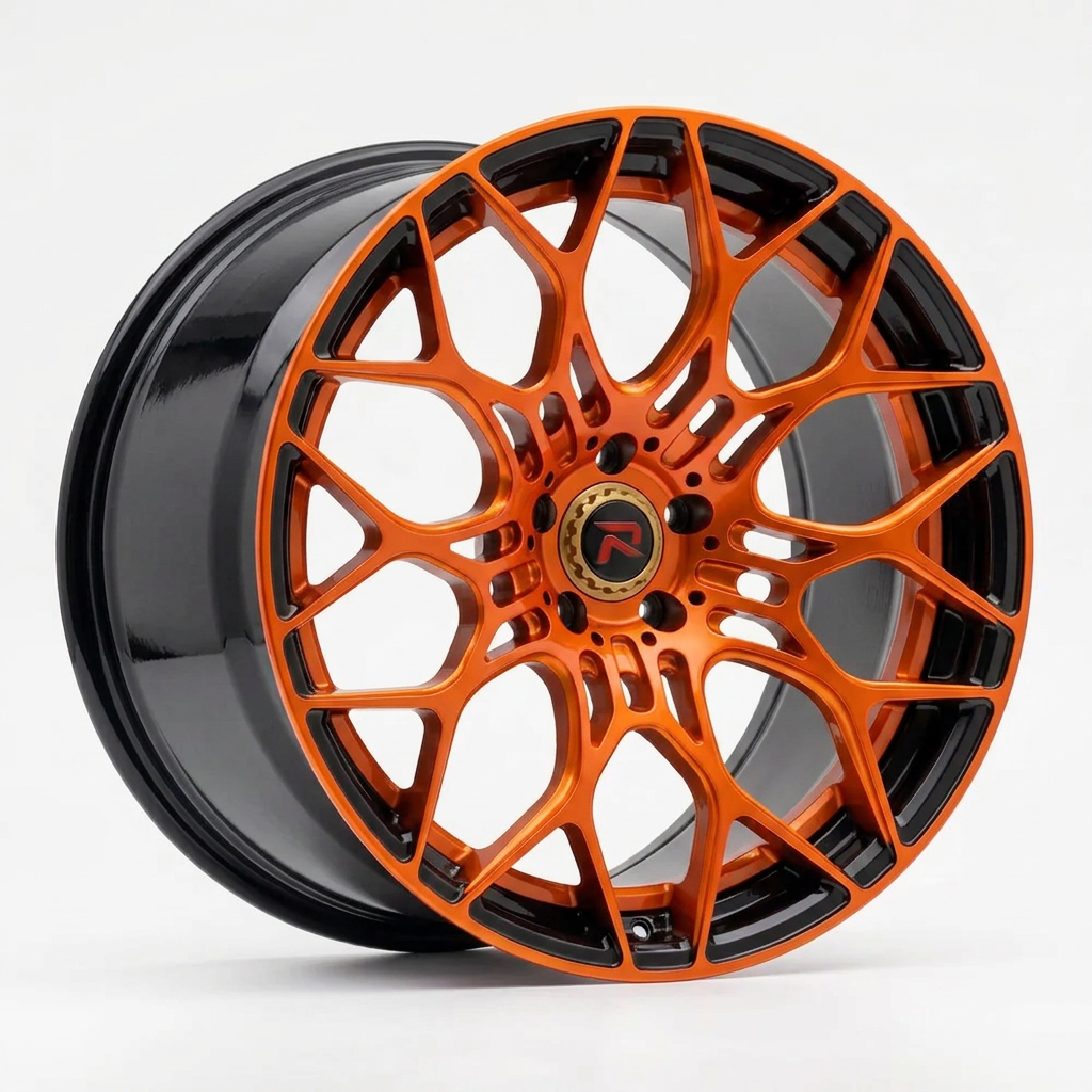 RZR XLV forged wheel — Candy Orange / Gloss Black Lip