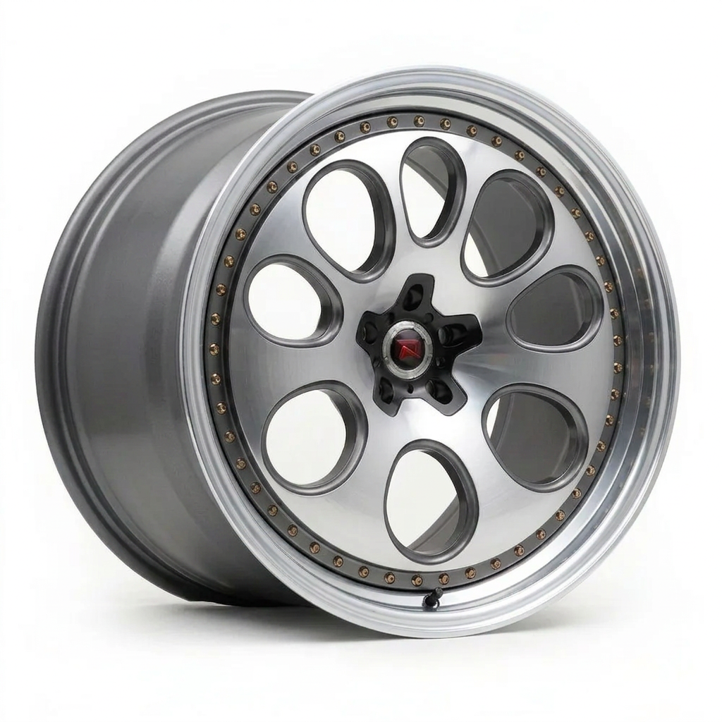 RZR XXIV forged wheel — Graphite Machined / Polished Lip