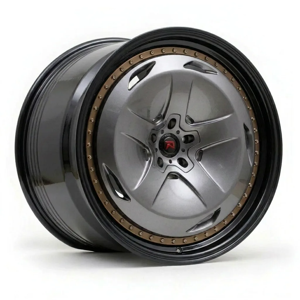 RZR XIV forged wheel — Gunmetal / Gloss Black Lip / Bronze Beadlock