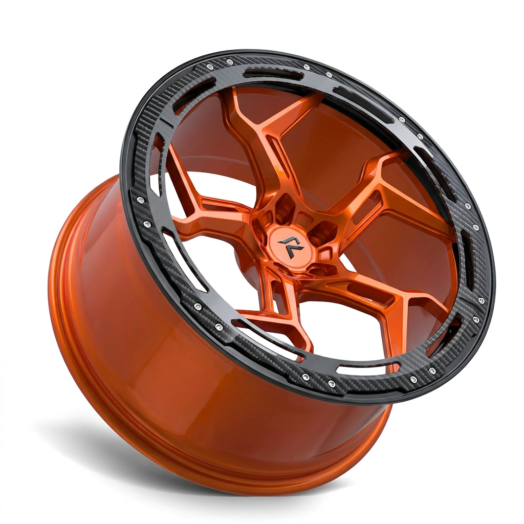 RZR LXXXVIII forged wheel — Candy Orange / Gloss Black Lip