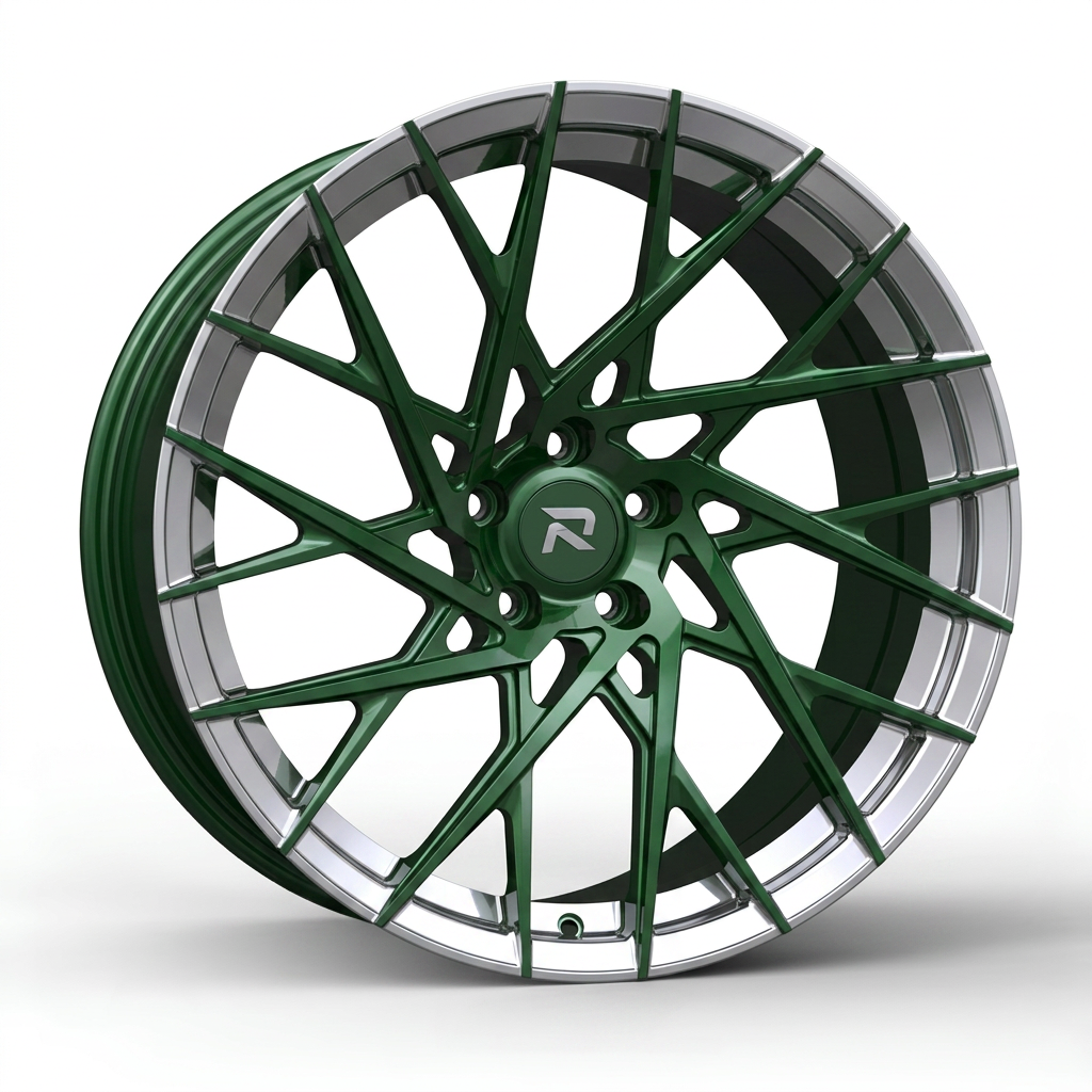 RZR CXV forged wheel — British Racing Green / Polished Lip