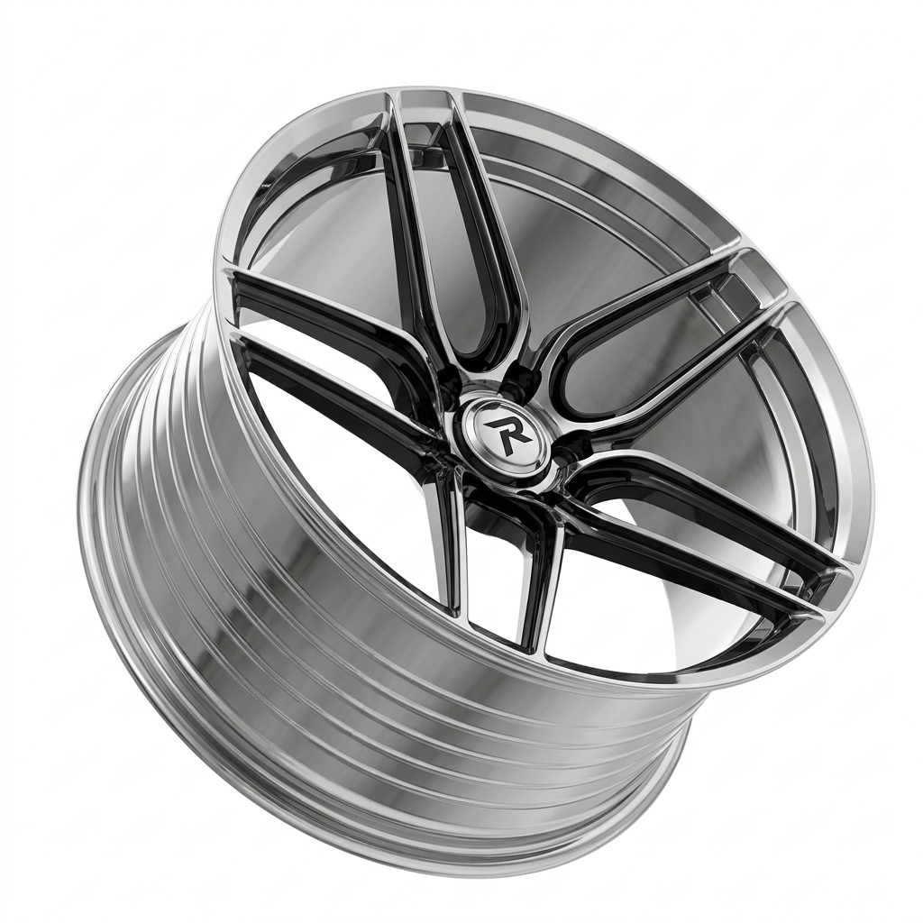 RZR XCI forged wheel — Liquid Silver Chrome / Black Accents