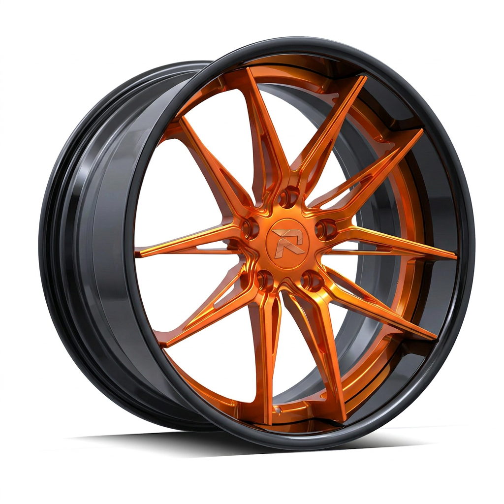 RZR C forged wheel — Candy Orange / Gloss Black Lip