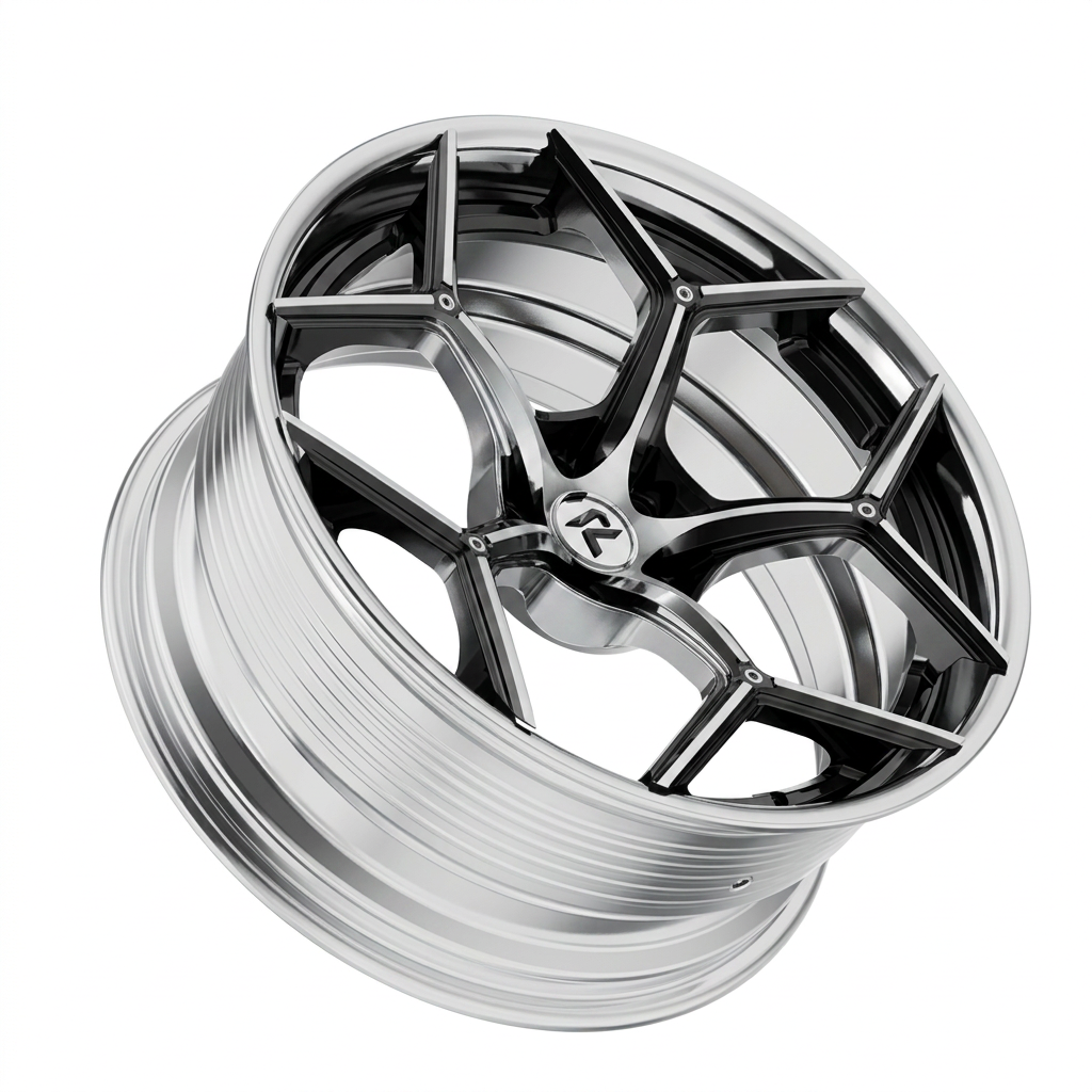 RZR LXI forged wheel — Liquid Silver Chrome / Black Accents