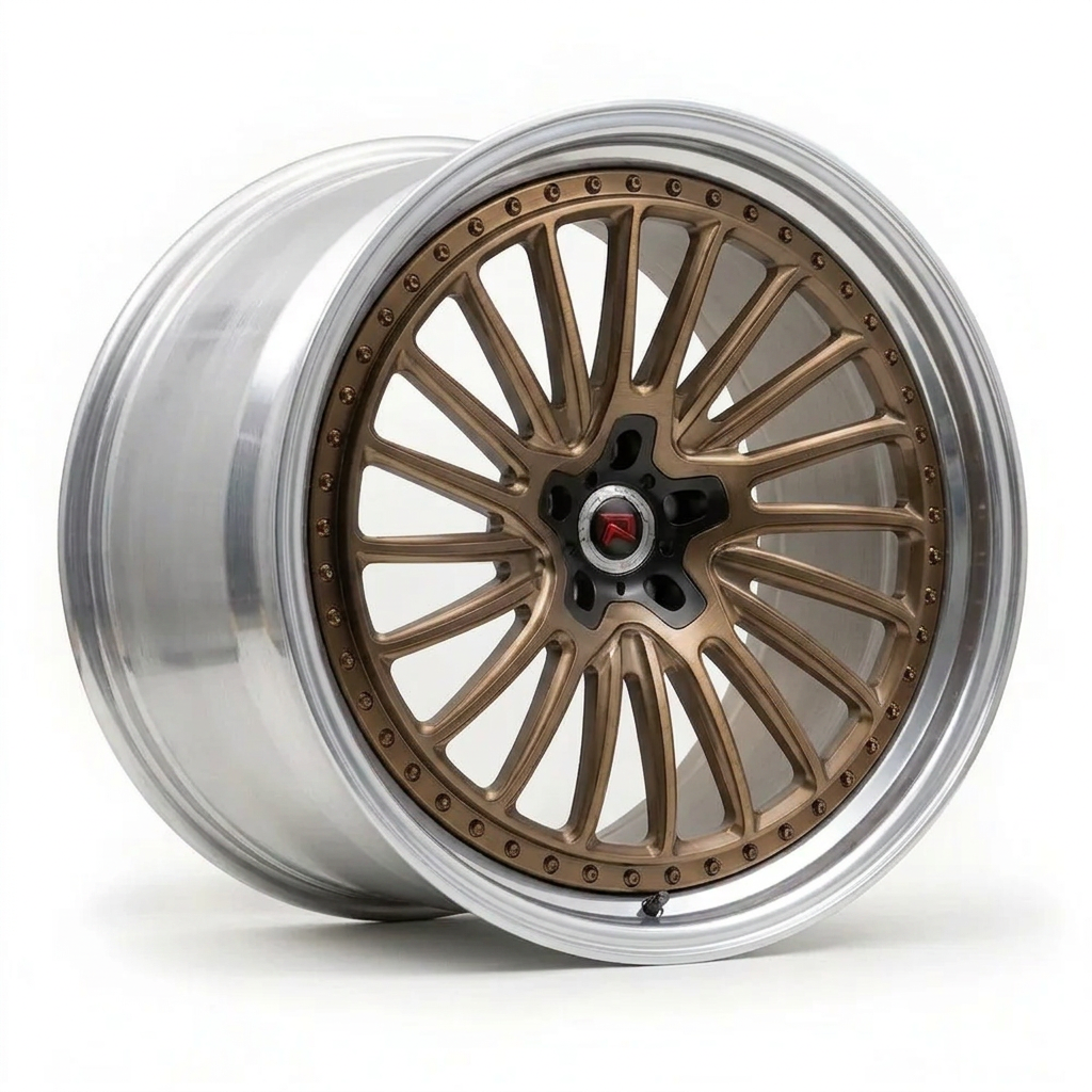 RZR XXV forged wheel — Brushed Bronze / Polished Lip