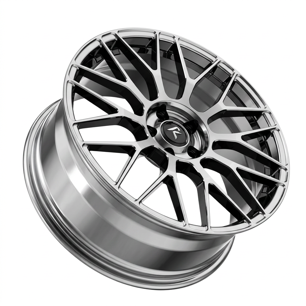 RZR LXXXIX forged wheel — Liquid Silver Chrome / Black Accents