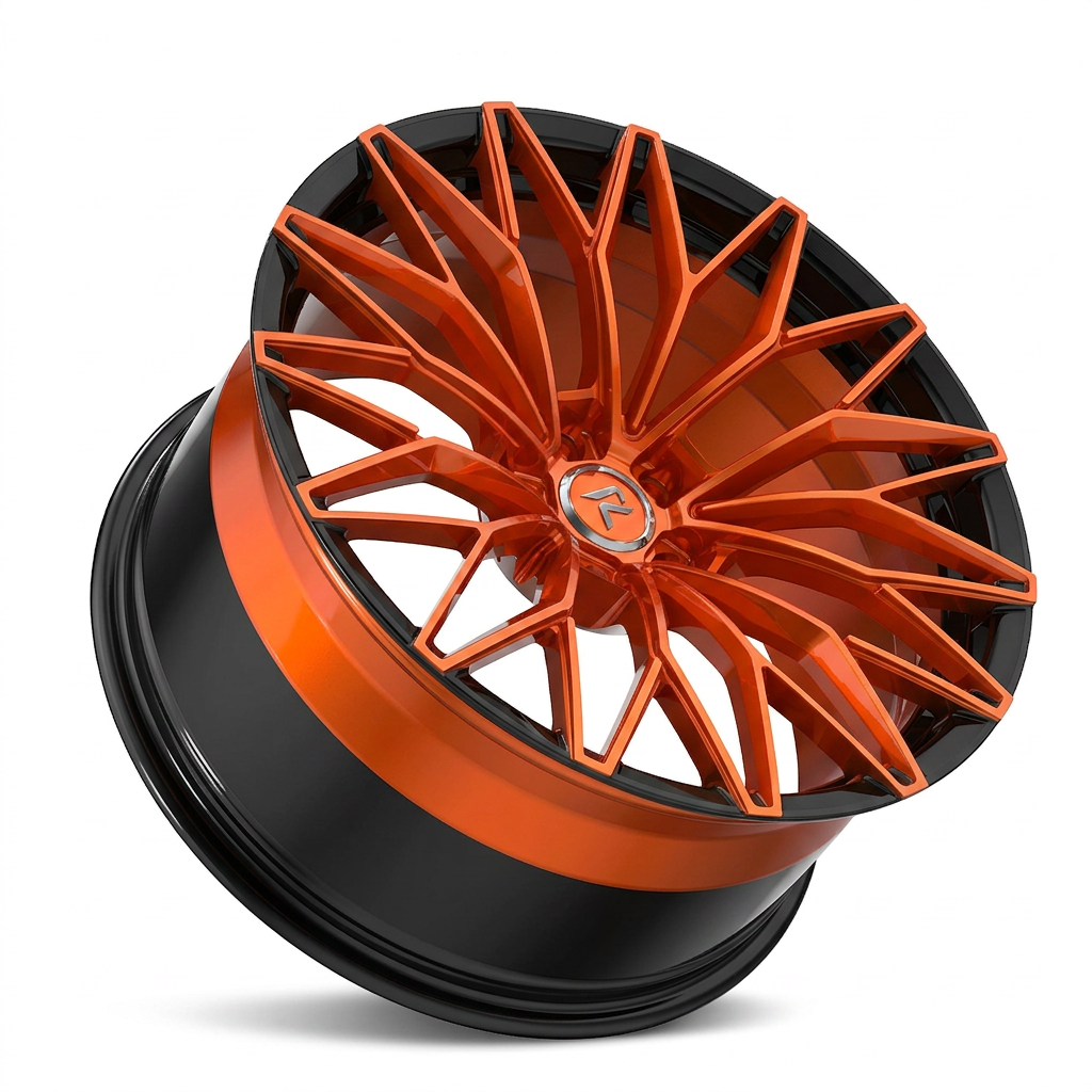 RZR LXXIX forged wheel — Candy Orange / Gloss Black Lip