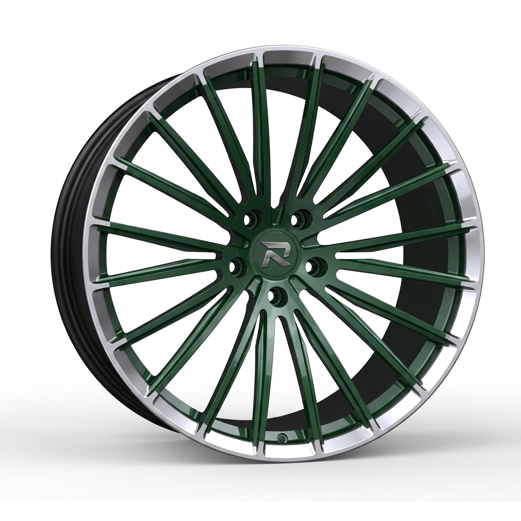 RZR CXXX forged wheel — British Racing Green / Polished Lip
