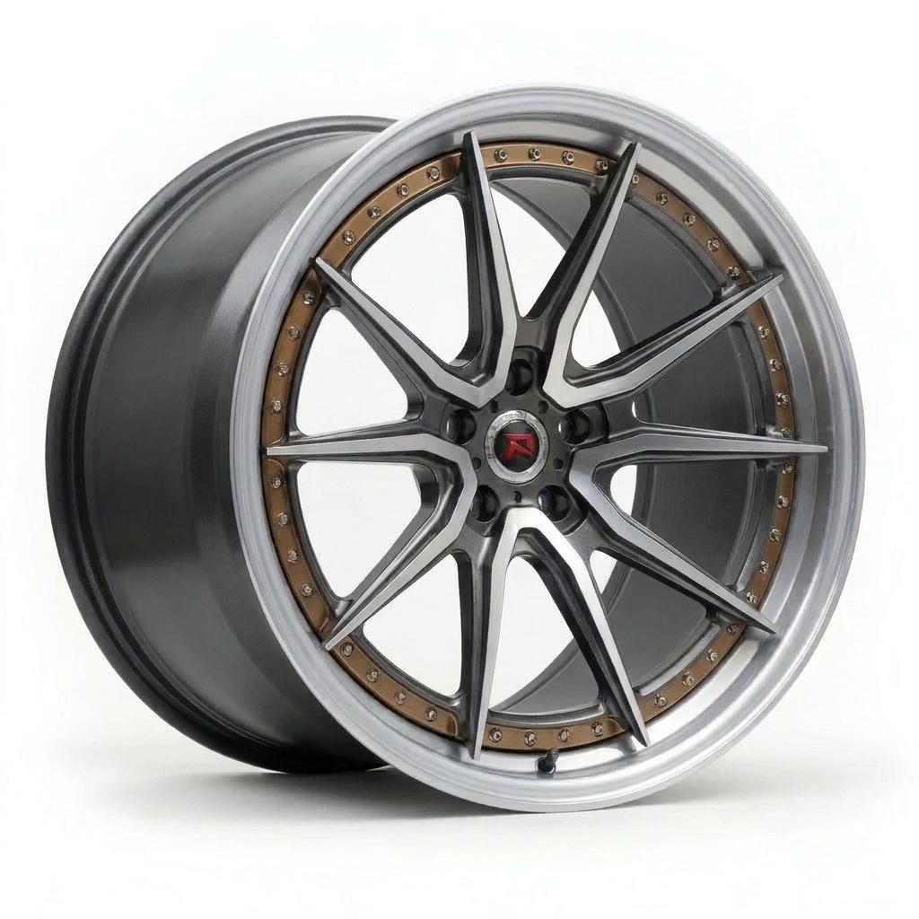 RZR XXIX forged wheel — Graphite Machined / Bronze Ring / Polished Lip