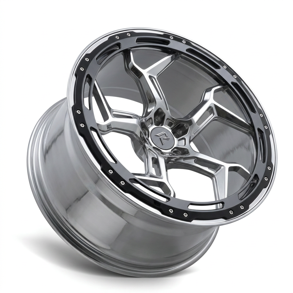 RZR LXXXVIII forged wheel — Liquid Silver Chrome / Black Accents