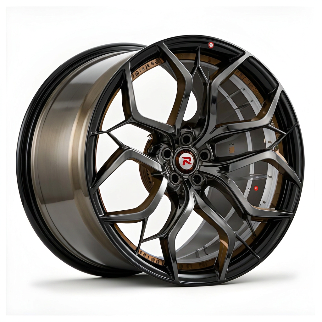 RZR XVIII forged wheel — Smoked Chrome / Gloss Black