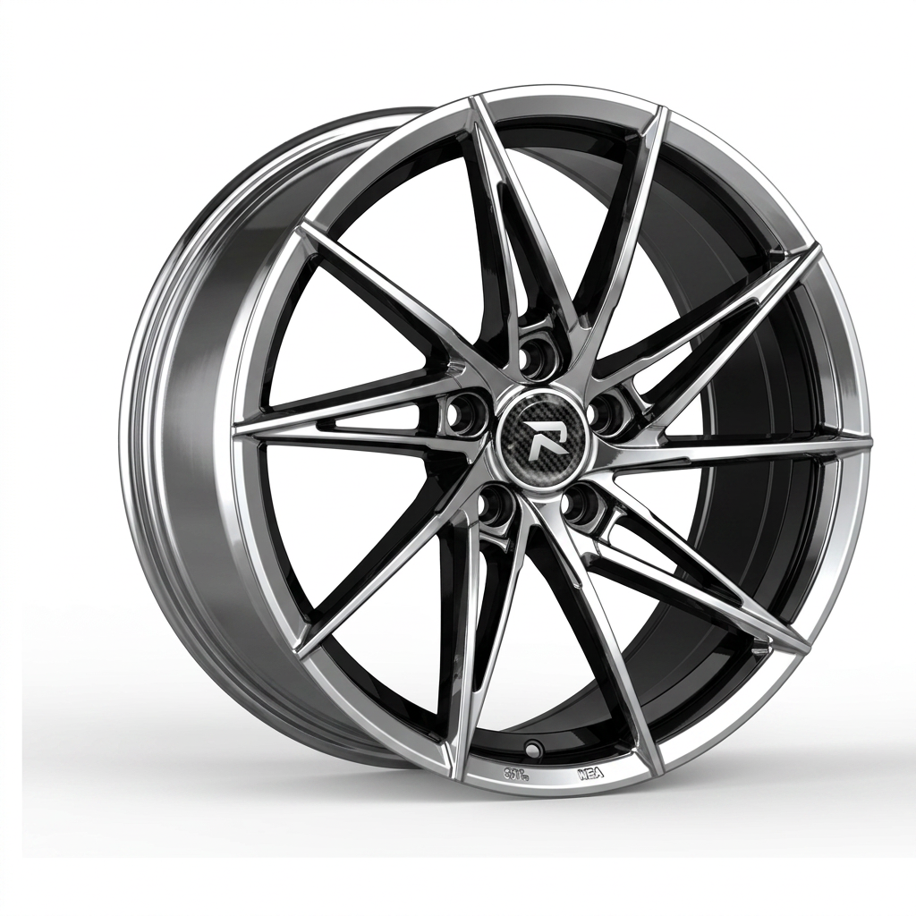 RZR CLXXXI forged wheel — Liquid Silver Chrome / Black Accents