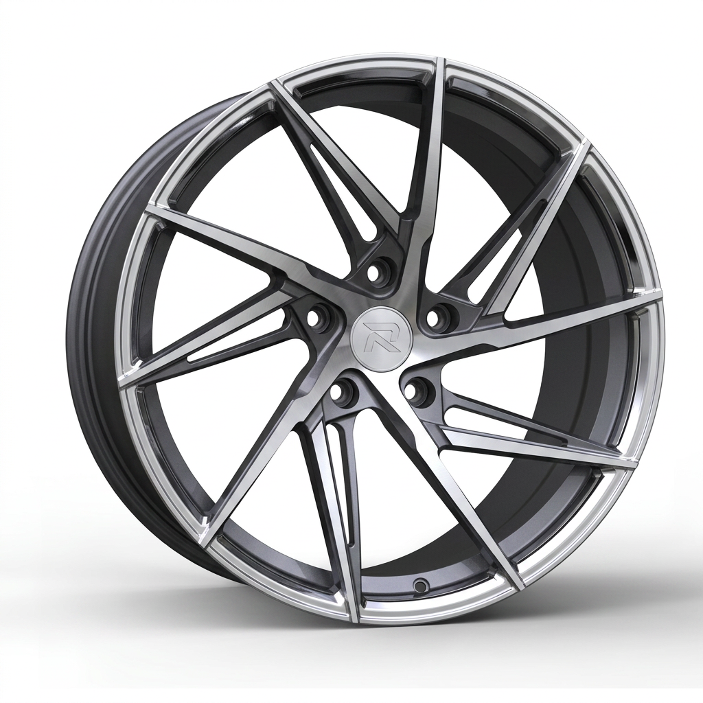 RZR CXII forged wheel — Graphite Machined / Polished Lip