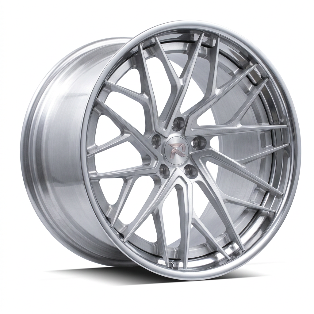 RZR XCIII forged wheel — Brushed Silver / Polished Lip