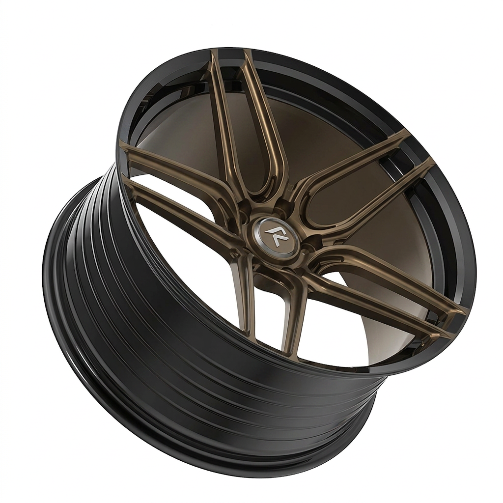RZR XCI forged wheel — Satin Bronze / Gloss Black Lip