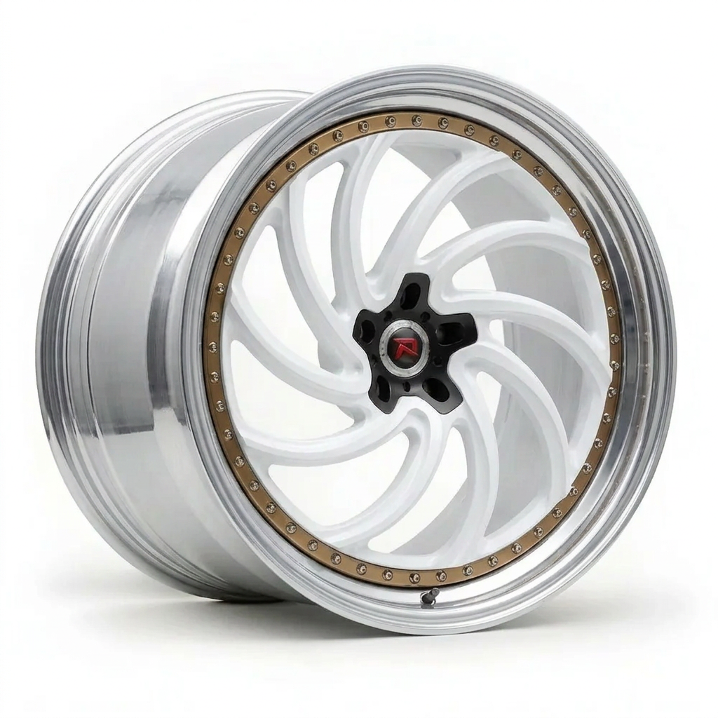 RZR XXIII forged wheel — Gloss White / Polished Lip