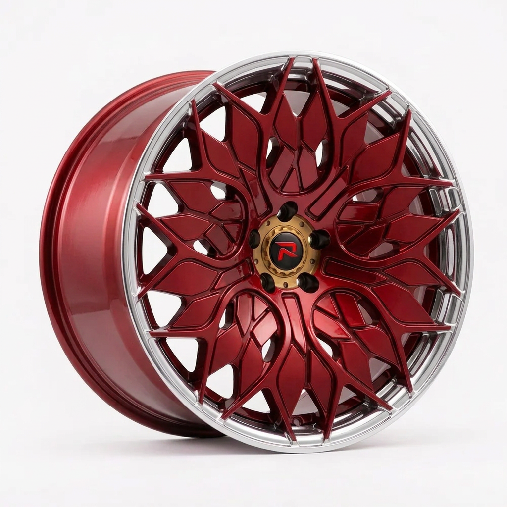 RZR L forged wheel — Candy Red / Polished Lip