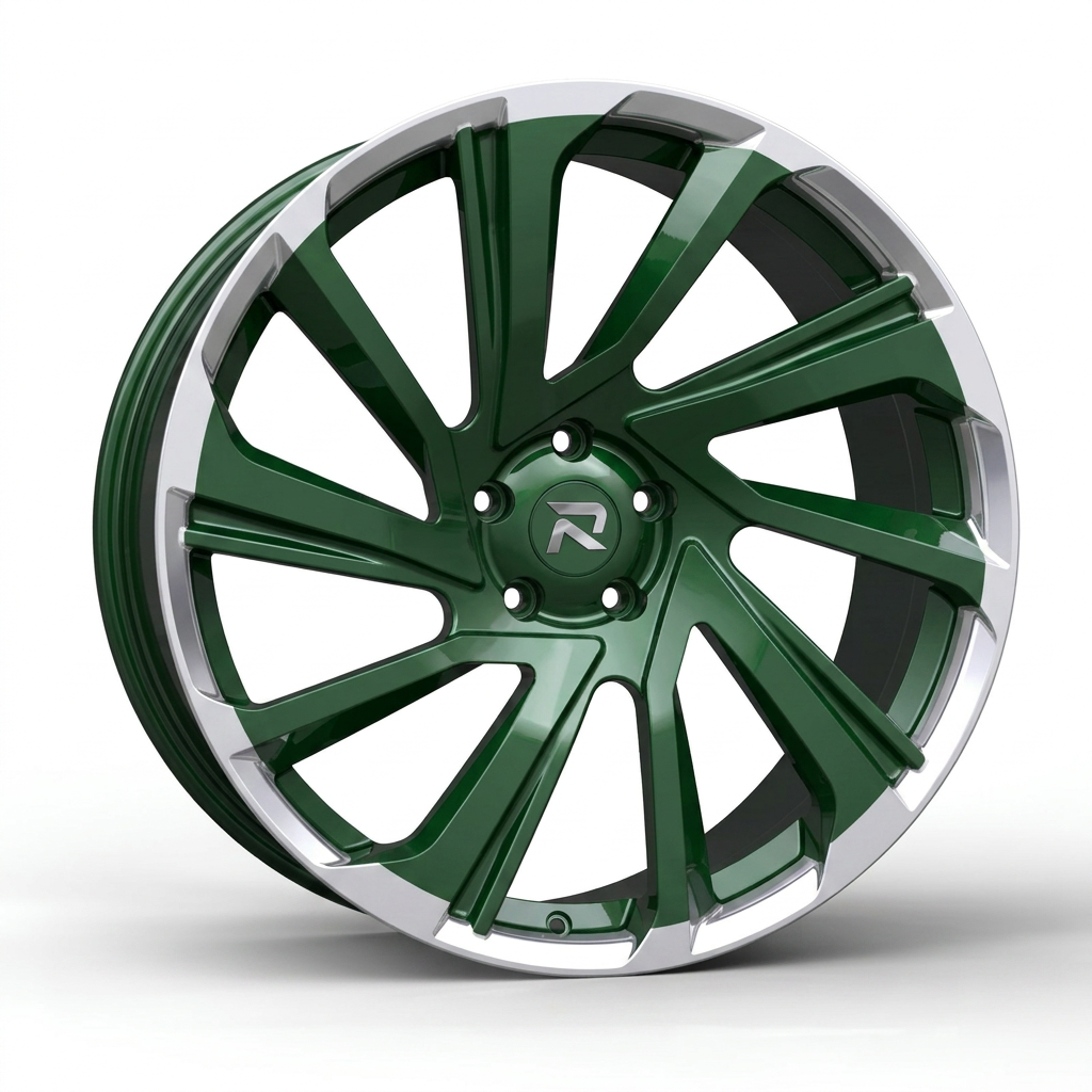 RZR CLIX forged wheel — British Racing Green / Polished Lip