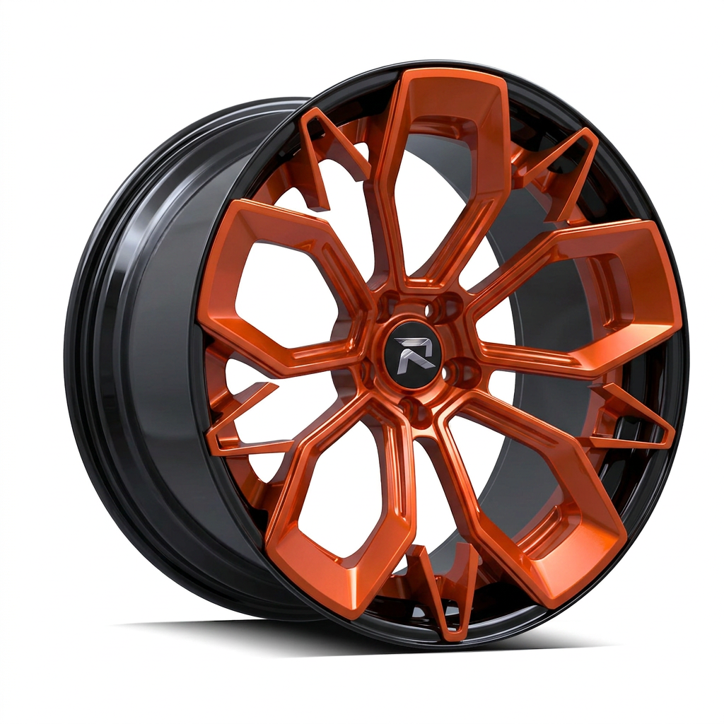 RZR CVI forged wheel — Candy Orange / Gloss Black Lip