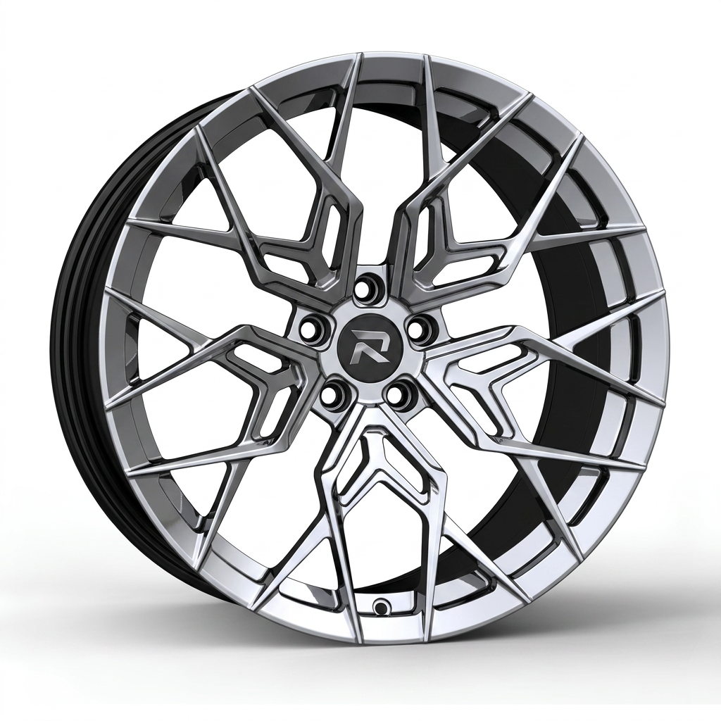 RZR CLXXI forged wheel — Liquid Silver Chrome / Black Accents