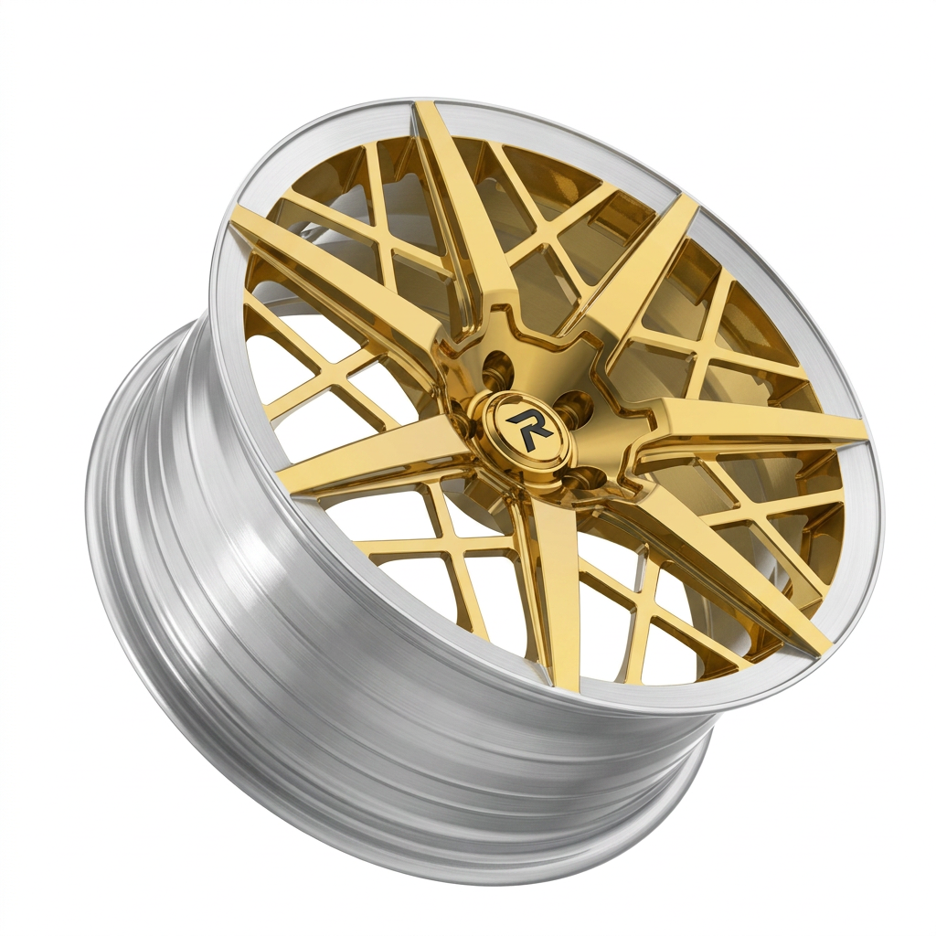 RZR LXXII forged wheel — Gloss Gold / Machined Lip