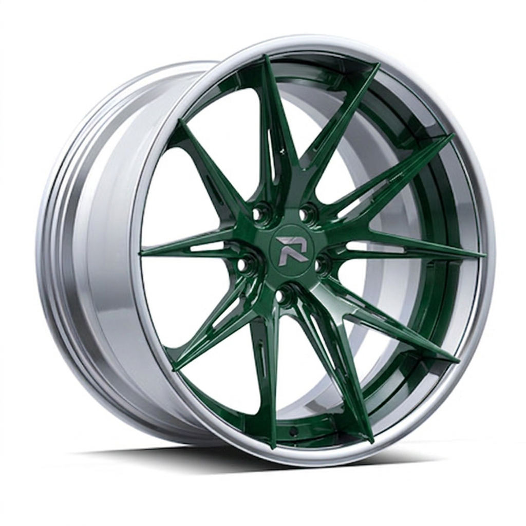 RZR XCII forged wheel — British Racing Green / Polished Lip